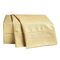 1800 COUNT 4 PIECE DEEP POCKET BED SHEET SET - CHECKERED COLLECTION/ Queen yellow Gold
