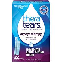 TheraTears Eye Drops for Dry Eyes, Dry Eye Therapy Lubricant Eyedrops, Preservative Free, 32 Count Single-Use Vials