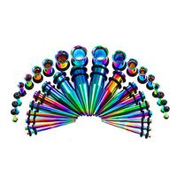 DELOVE 36PCS Ear Gauge Stretching Kit, Gauges Kit Acrylic Plugs +Stainless Steel Tapers 14G-00G -Ear Stretching Piercing Set,Gold
