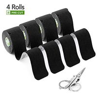 Kinesiology Tape | 2”x10” PreCut Strips |4 Rolls/80 Strips| JB Tape Helps with Muscle Pain & Recovery| JB Elastic K Tape Supports Ankles,Back,Wrist,Shoulders+ Bonus Scissors (Jet Black)
