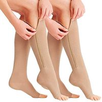 SKYFOXE 2 Pairs Compression Socks New Compression Zip Sox Socks Stretchy Zipper Leg Support Unisex Open Toe Knee Stockings