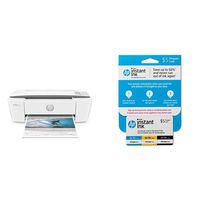 HP DeskJet 3755 All-in-One Compact Printer with Wireless Printing - Stone Accent (J9V91A) with Instant Ink Prepaid Card for 50 100 300 Page per Month Plans (3HZ65AN)