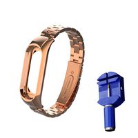 OLLIVAN Xiaomi Mi Band 3 Replacement Strap, Stainless Steel Wristband Bracelet Replacement Band Wrist Straps for Mi Band 3 Tracker, Host Remove Easily via Double Elastic Buckle (Rose Gold)