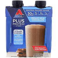 Atkins Plus Protein Fiber Creamy Milk Chocolate, 4 Shakes, Total 44 fl oz (Pack of 2)