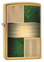 Zippo Emerald Square Design Pocket Lighter, Brushed Brass