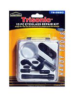 Trisonic Eyeglasses Sun Glasses Optical Repair Tool Kit Screws Nose Pads Plus Case New, 15 Piece