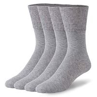 Womens Mens Diabetic Crew Socks, Forcool Cushion Soft Cotton Non-Binding Loose Top & Seamless Toe Socks, 4 Pairs Gray X-Large