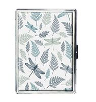 Design Stainless Steel ID Cigarettes Case Holder Stylish Credit Card Wallet (Cartoon Dragonflies and Leaves)