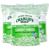 Charlie’s Soap Laundry Powder (100 Loads, 3 Pack) Hypoallergenic Deep Cleaning Washing Powder Detergent – Eco-Friendly, Safe, and Effective