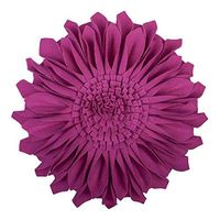 JWH Handmade 3D Flowers Accent Pillow Round Sunflower Cushion Decorative Pillowcase with Pillow Insert Home Sofa Bed Living Room Decor Gift 12 Inch / 30 cm Wool Purple Red