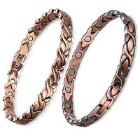 HiTreasure 2PCS Men Womens Magnetic Therapy Health Copper Bracelet for Arthritis Pain Relief(Imported,3500 Gauss Each Link)