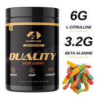 Alchemy Labs - Duality Pre-Workout Powder Energy Drink, Sour Gummy, 25 Servings, Caffeine, L-Citruline, Beta-Alanine, NO Boosters and Mood Enhancers