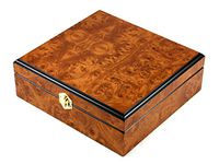 Skyway Caspian Cigar Humidor Case with Hygrometer and Humidifier - Burlwood Brown