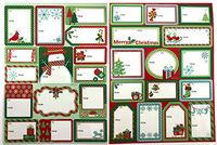 Tag Book 60 Count Jumbo Modern Colorful Xmas Designs for Kids and Adults - Red Green Blue Looks Great on Gifts/Presents, Wrapping Paper and Gift Bags