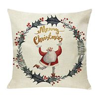 Pgojuni Cotton Linen Christmas Cushion Cover Square Pillow Case Decor Pillow Cases Sofa Cushion Cover 1pc (E)