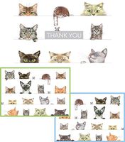 Entertaining with Caspari Bundle of Boxed Assorted Blank Note Cards and Thank You Cards (Kitties)