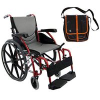Karman S-Ergo 115 Ultra Lightweight Ergonomic Wheelchair | Seat Size 18" X 17" | Swing Away Footrest | Fixed Wheels and Mag Wheels in Red & Free Black Bag with Trim!