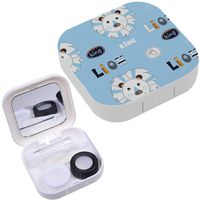 Portable Contact Lens Case Box Travel Kit Mirror + Bottle + Tweezers Container Holder [ Lions ]