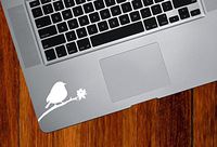 Yadda-Yadda Design Co. Bird on Branch - Design 3 - Trackpad/Keyboard - Vinyl Decal Copyright (3" w x 1.75" h) (White)