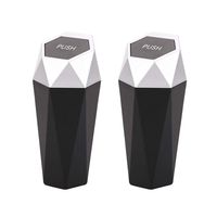 Car Trash Can with Lid, New Car Dustbin Diamond Design, Leakproof Vehicle Trash Bin, Mini Garbage Bin for Automotive Car, Home, Office, Kitchen, Bedroom, 2PCS (Silver)
