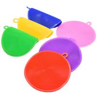 Meyfancy Silicone Sponge for Dishes, Reusable Silicone Dish Scrubber for Cleaning, Dish Washing Kitchen Gadgets (Round 6 Colors)