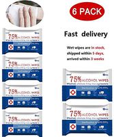 Alcohol Disinfectant Wipes (6 Packs,60 Pcs),75% Alcohol Hand Wet Wipes Resin-Free Cleaning Hand Sterilizer