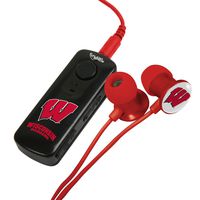 AudioSpice Wisconsin Badgers Bluetooth Receiver and Earbud Combo w/BudBag Storage Case