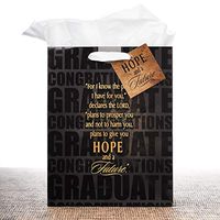 Christian Art Gifts Graduation Gift Bag Set |Hope and a Future Jeremiah 29:11 Medium Gift Bag with Tissue Paper for Graduates