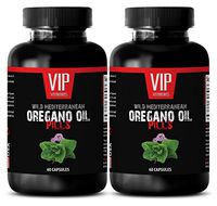Oregano in Bulk - Wild Mediterranean Oregano Oil 1500mg - Digestive Health Support - 2 Bottles 120 Capsules