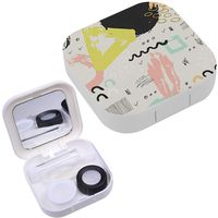 Portable Contact Lens Case Box Travel Kit Mirror + Bottle + Tweezers Container Holder [ Trendy Brush ]
