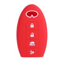 XUHANG Sillicone key fob Skin key Cover Remote Case Protector Shell for Infiniti EX35 FX50 G35 G37 M45 QX56 FX50 M35 M56 QX60 QX80 Smart Remote 4 Button red