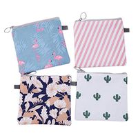 Healifty 4pcs Sanitary Napkin Pad Bag Zipper Sanitary Pad Storage Organizer Purse Holder with Geometry Pattern Sanitary Towel Container