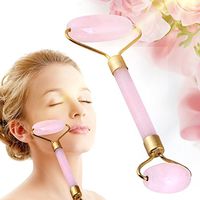 Natural Rose Quartz Facial Roller,Double Head Jade Roller Massager for Face Neck Beauty Skin Rejuvenation and Skincare Anti-Wrinkle Massage Slimming Tool