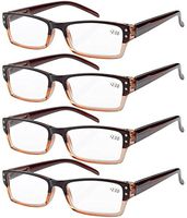 Eyekepper Reading Glasses-4 Pack Brown-Clear Frame for Women Men Reading,Two-Tone +1.50 Reader Eyeglasses