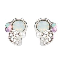 Forthery Stud Earrings, Fashion Women's Stainless Steel Cubic Zirconia Crystal Rhinestone Earrings (Silver)