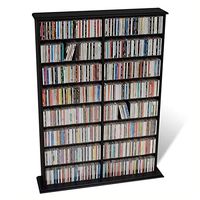 Bowery Hill 51" Double CD DVD Wall Media Storage Rack in Black
