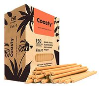 Coasty 2X Stronger Paper Straws - Biodegradable Drinking Straws - Eco-Friendly Party Supplies - Plastic & Dye Free - Perfect for Juices, Shakes, Smoothies, Ice Coffee & More (Kraft - Smoothie)