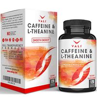 Caffeine 50mg with L-Theanine 100mg Pills for Smooth Energy, Focus, Clarity - 120 Veggie Capsules. Natural Cognitive Performance Stack for Focused Mind & Body. Extra Strength, No Jitters & No Crash