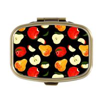 Cecillia Apples Pears with Leaves Pill Box Decorative Boxes Bronze Rectangular Pill Case Medicine Tablet Holder Wallet Organizer Case for Pocket or Purse