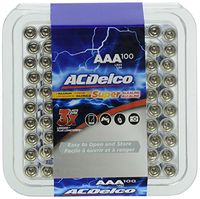 ACDelco AAA Alkaline Batteries in Reclosable Storage Box, 100 Count