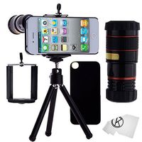 iPhone 4/4S Camera Lens - 8x Telephoto Lens, Mini Tripod, Universal Phone Holder, iPhone Case 4/4S, and Accessories (Black)