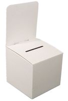MCB Ballot Box - Suggestion Box - Raffle Box - Ticket Box - Large Cardboard Box with Removable Header (10 Pack, White)