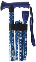 Charming Canes Adjustable Folding Walking Cane with Comfortable Grip, Wrist Strap, and Carrying Case – Travel Friendly! (Blue Quatrefoil Floral)