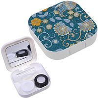 Portable Contact Lens Case Box Travel Kit Mirror + Bottle + Tweezers Container Holder [ Floral Can ]