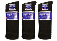 Diabetic Socks Crew Socks 3, 6,9 or 12-Pack Physicians Approved Crew Diabetic Socks Cotton by Sole Trendz (9 Pairs of Black, 13 to 15 King Size)