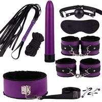 Escolourful Multi-Type Adult Six-Toys Women Couples PU Leather Handcuffs Metal Vibratoe Set for Coseplay Game (A7)