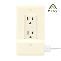 2 Pack SnapPower USB Charger Outlet Wall Plate Cover - No Batteries Or Wires - Installs In Seconds - (Décor, Light Almond)