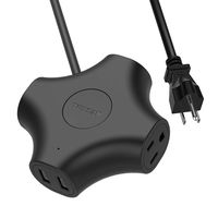 Cruise Ship Power Strip with 2 USB Ports 3 AC Outlet, TESSAN No Surge Protector with On Off Switch and 5ft Extension Cord for Travel and Cruise Ship-Black