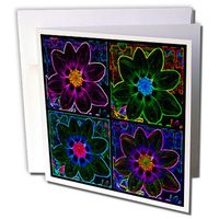 3dRose Cosmos Flower Collage in Neon Glow - Greeting Cards, 6 x 6 inches, set of 6 (gc_8092_1)