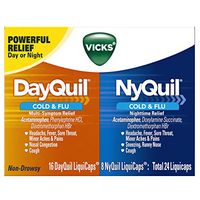 Vicks DayQuil & NyQuil Cough, Cold & Flu Relief Combo, 24 LiquiCaps (16 DayQuil, 8 NyQuil) - Relieves Sore Throat, Fever, and Congestion